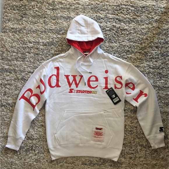 Starter50 ❤️🤍 white red hoodie men’s size M - Picture 5 of 15